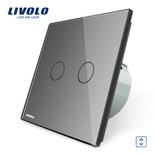 Livolo ЕС Стандартный сенсорный домашний умный выключатель штор VL-C702W-15 с роскошной серой панелью из хрусталя